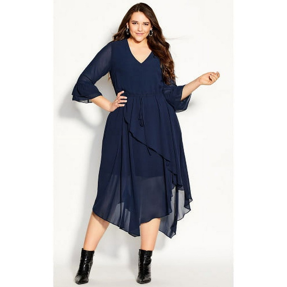 City Chic Maxi Hidden Treasure Dress in Navy